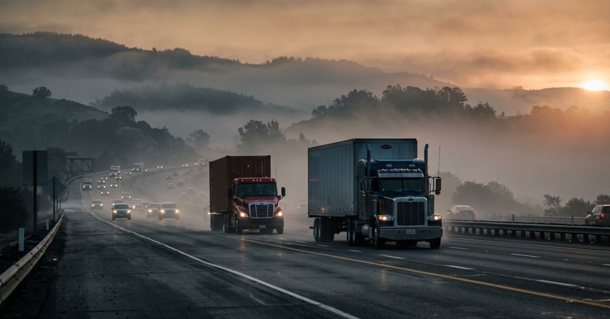 Highway at dawn illustrating a truck driver job in USA with visa sponsorship 2026