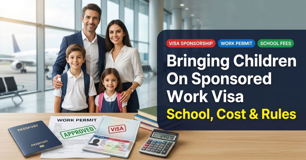 Family bringing children on sponsored work visa with work permit and visa documents