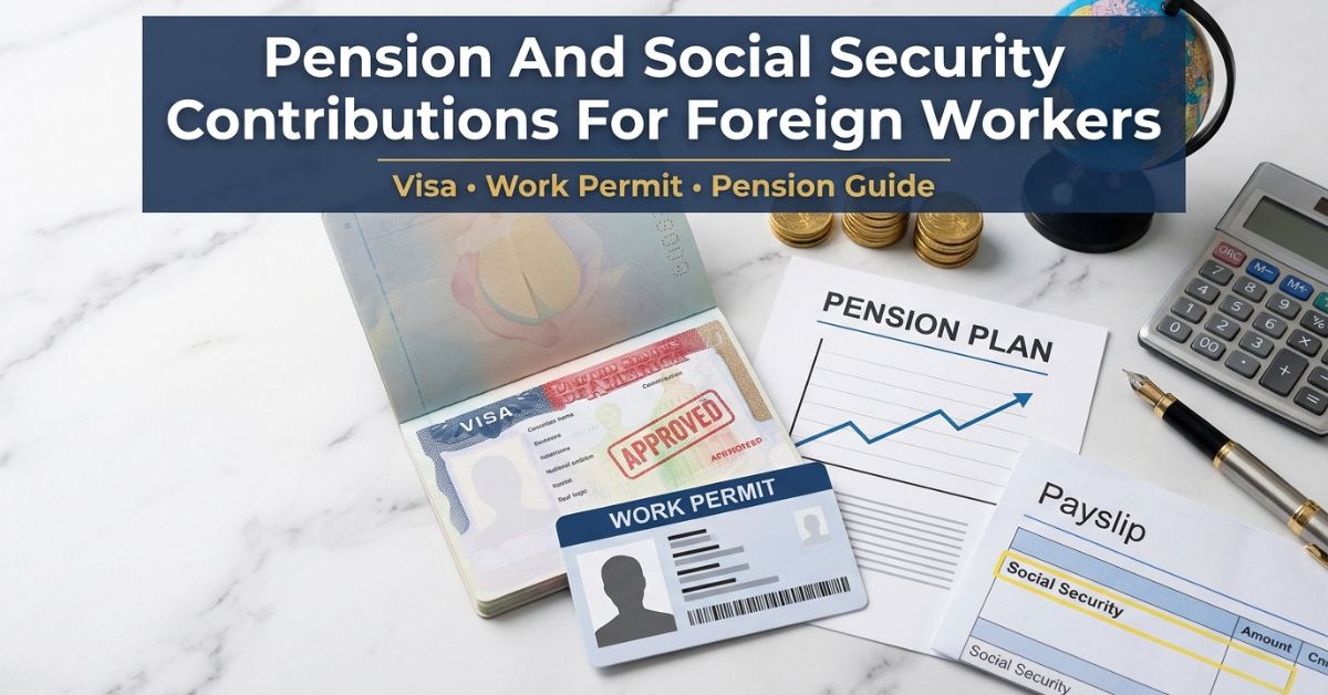 social security contributions for foreign workers with visa, work permit and pension plan